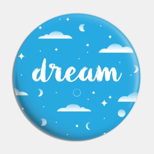 Dream, clouds, moons and stars pattern Pin