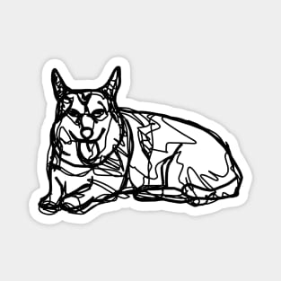 Corgi Line Drawing Tongue Out Tuesday Dog Magnet