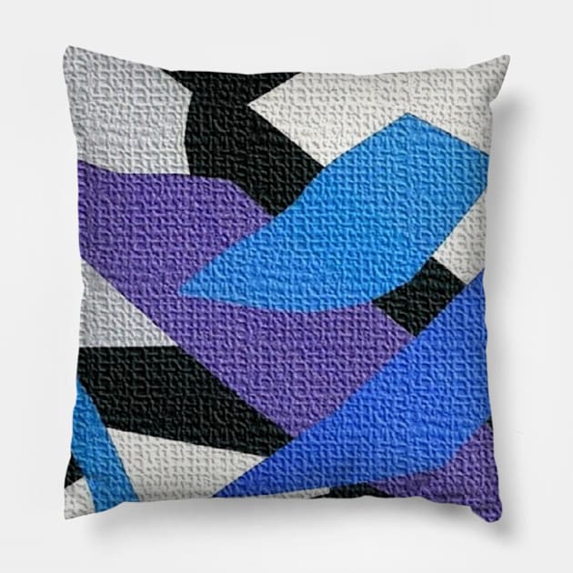 Abstract white blue grey Pillow by osileig