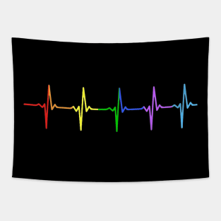 Rainbow Pulse Hearbeat Tapestry