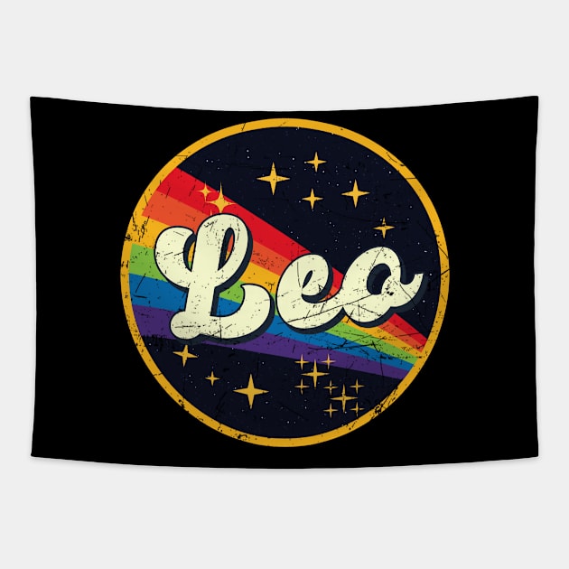 Leo // Rainbow In Space Vintage Grunge-Style Tapestry by LMW Art