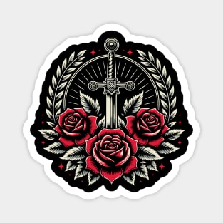 Medieval art - sword, laurel and roses Magnet