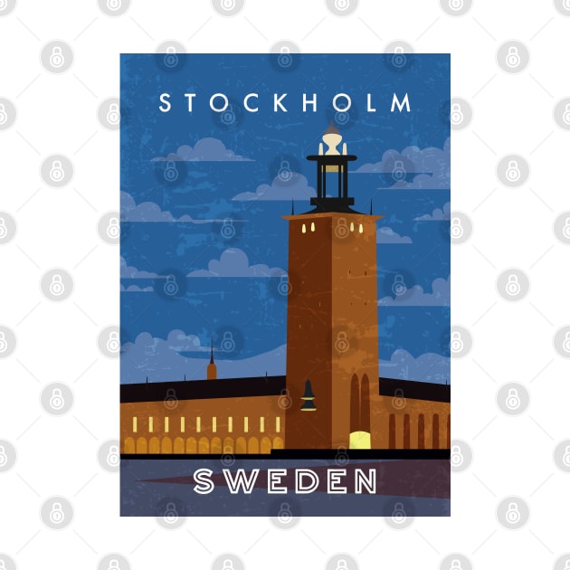 Stockholm, Sweden. Retro travel poster by GreekTavern