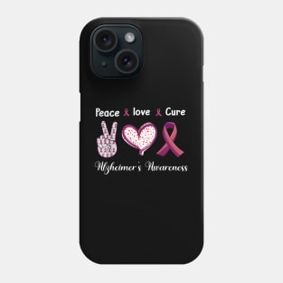 Peace Love cure alzheimer's awareness Phone Case