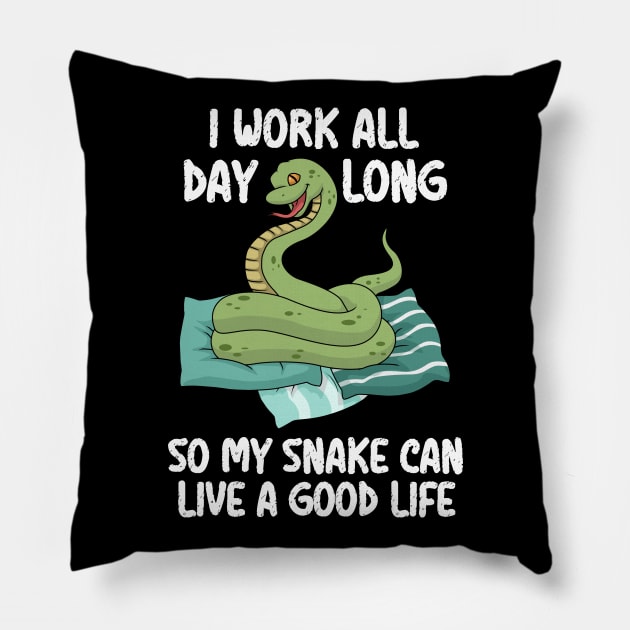 Funny Snake Gifts Women Snake Gift Men Herping Reptile Snake Pillow by PomegranatePower