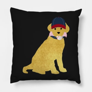 Preppy Dog Golden Retriever - Let's Play Ball Pillow