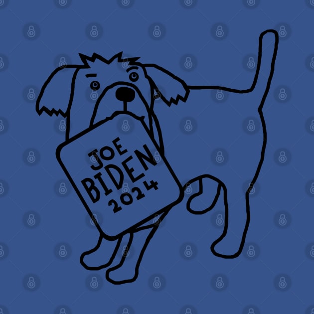 Dog with Joe Biden 2024 Sign Line Drawing by ellenhenryart