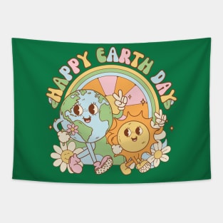 Happy Earth Day Retro Earth Day 2024 Environment Tapestry