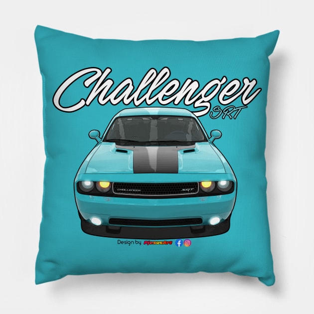 Challenger SRT8 Light Blue by pjesusart Pillow by PjesusArt