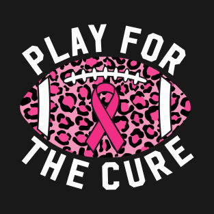 Play For A Cure Football Breast Cancer Awareness Support Leopard Print Sport T-Shirt