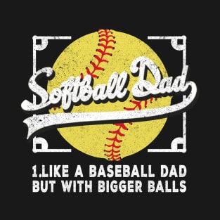 Softball Dad Like A Baseball But With Bigger Balls Funny fathers day gift T-Shirt