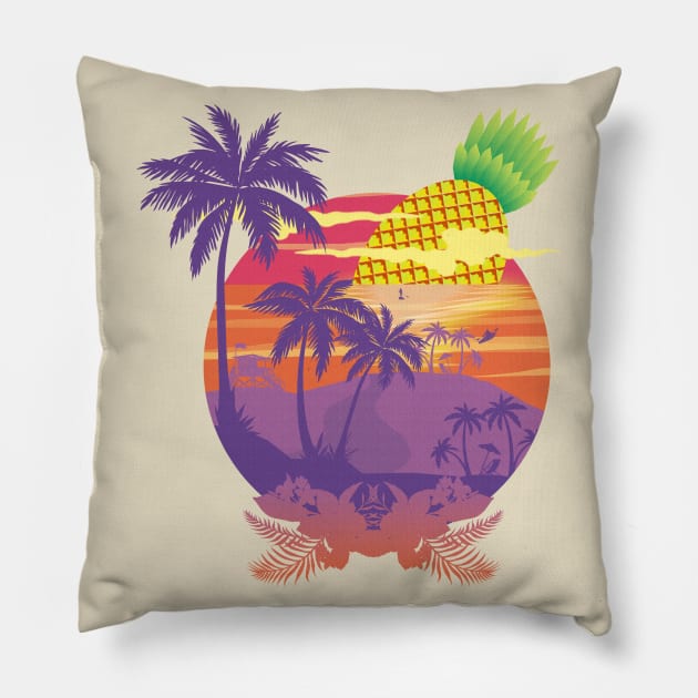 Sunset Pineapple Beach Pillow by Mr Bushido