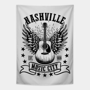 Nashville: Music City - Vintage Acoustic Guitar Tapestry