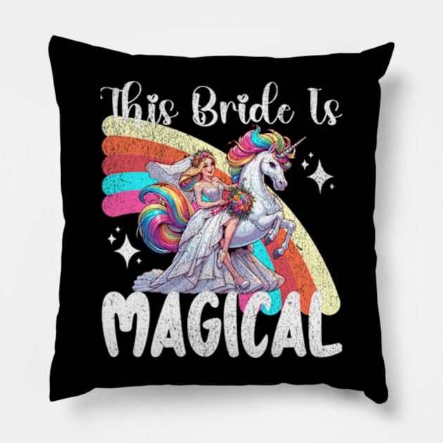 This Bride is Magical Bachelorette Unicorn Rainbow Pillow by Lavender Celeste