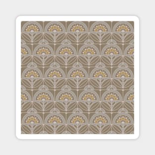 Art Deco Tile Floral (evergreen fog, latte and gold colors) Magnet