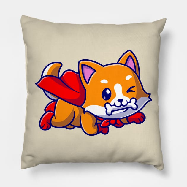 Cute Corgi Dog Super Bite Bone Cartoon Pillow by Catalyst Labs