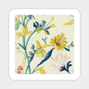 Pastel Summer Flowers in Yellow and Pink Magnet