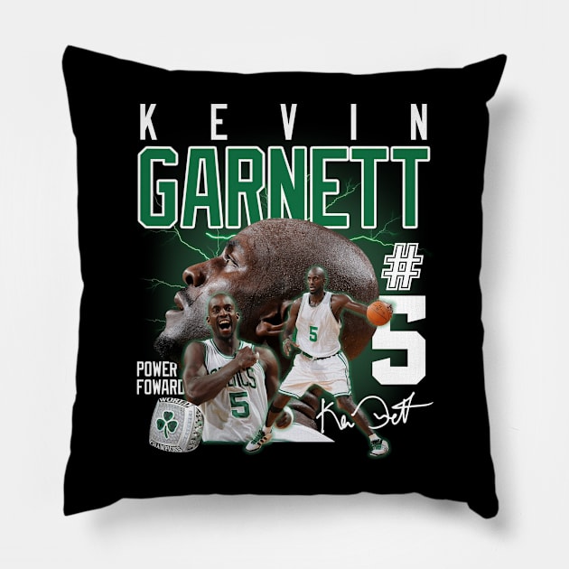 Kevin Garnett The Big Ticket Basketball Signature Vintage Retro 80s 90s Bootleg Rap Style Pillow by CarDE