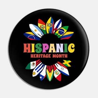 Hispanic Haeritage Month - Sun Flower Country Flags Pin