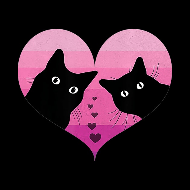 Cat Couple Retro Vintage  Funny Black Cat Valentine Day by chuongmacyfersfw