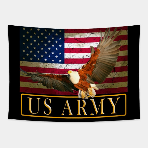 US ARMY FLAG and GOLDEN EAGLE Tapestry by TWOintoA