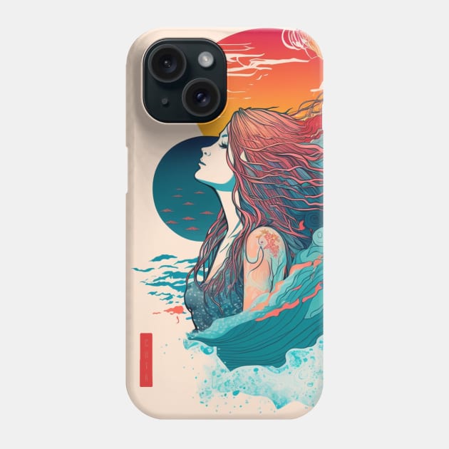 Sunset, Ocean Waves, And A Girl Who Loves The Sea Vintage Phone Case by i am Cuta