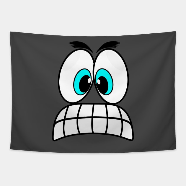 Angry Funny Face Cartoon Emoji Tapestry by AllFunnyFaces