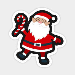 Santa Claus cartoon character with candy cane Magnet