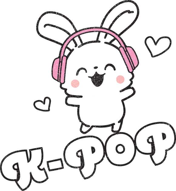 K-Pop Cute Kawaii Bunny Kids T-Shirt by Tingsy