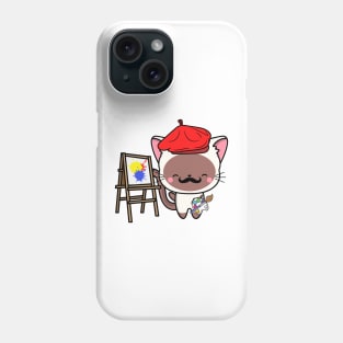 Funny white cat is a painter Phone Case