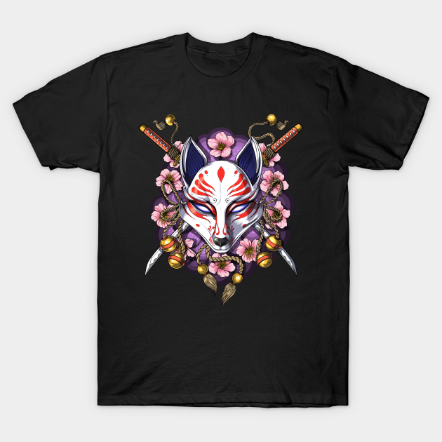 Japanese Kitsune Fox Mask - Kitsune Mask - T-Shirt | TeePublic