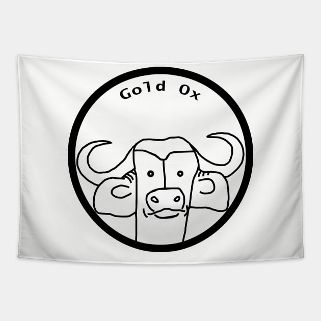 Gold Ox Portrait Outline Tapestry by ellenhenryart