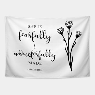 She is fearfully & wonderfully made Bible Verse Christian Psalms Tapestry