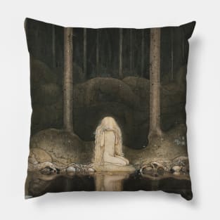 Tuvstarr is Still Sitting There Wistfully Looking into the Water by John Bauer Pillow