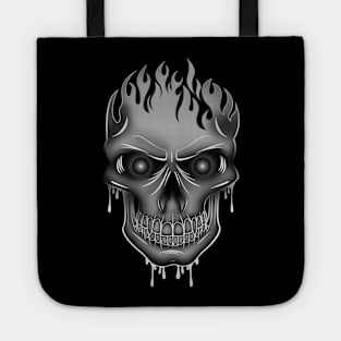 Flame Skull - Silver Tote