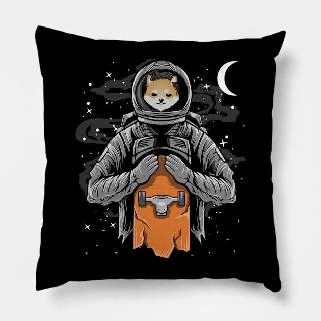 Astronaut Skate Dogelon Mars Coin To The Moon Crypto Token Cryptocurrency Wallet Birthday Gift For Men Women Kids Pillow by Thingking About