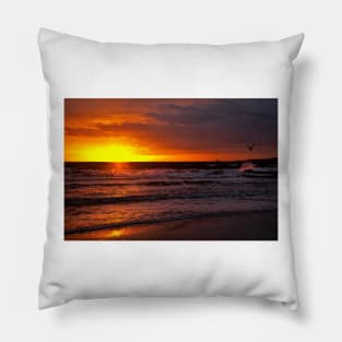 December Seascape in Northumberland Pillow