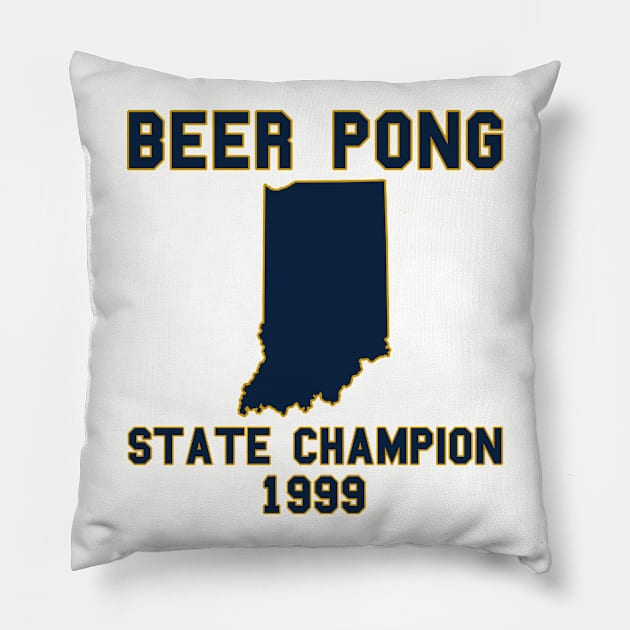 Vintage Indiana Beer Pong State Champion Pillow by fearcity