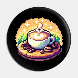 Coffee Art Vintage Pixel Retro Since Established Pin