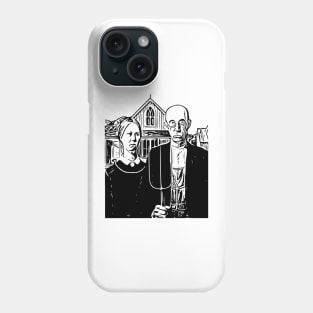 Grant Wood | American Gothic | Line art Phone Case