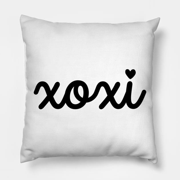 XOXI Black Cursive Pillow by sydneyurban