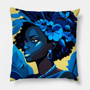 Blue flowers lady Pillow