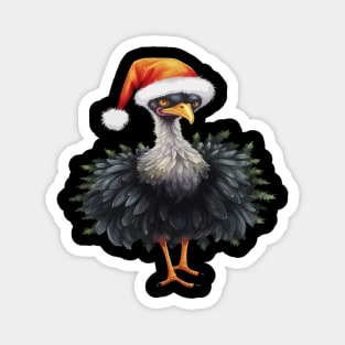 Ostrich Christmas Magnet