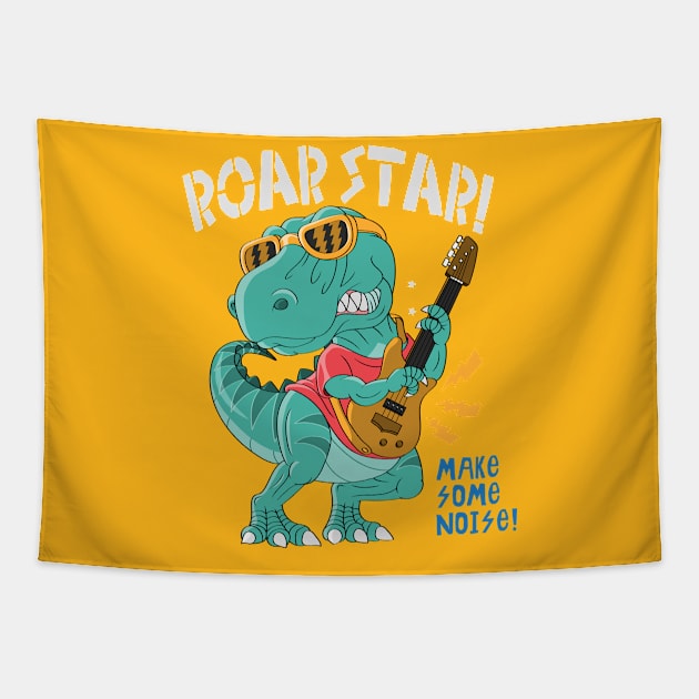 cool dinosaur rock star Tapestry by Tshirt lover 1