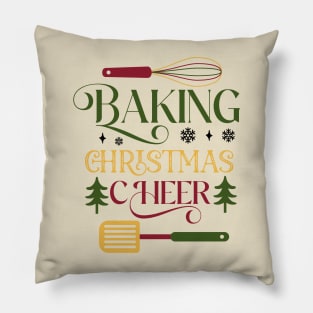Baking Christmas cheer; xmas; christmas; baking; bake; baker; cook; cooking; cooks; love; Christmas sweater; cheer; kitchen; gingerbread men; Pillow