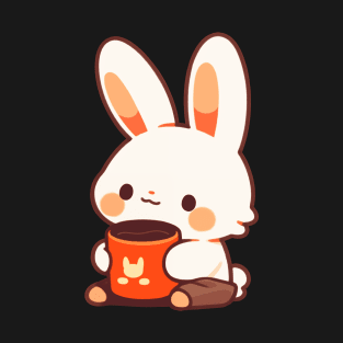 Kawaii bunny drinking hot chocolate T-Shirt