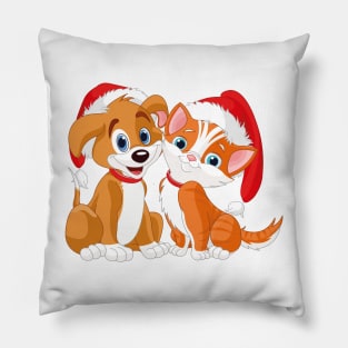 X-MAS Kitten and Puppy Pillow