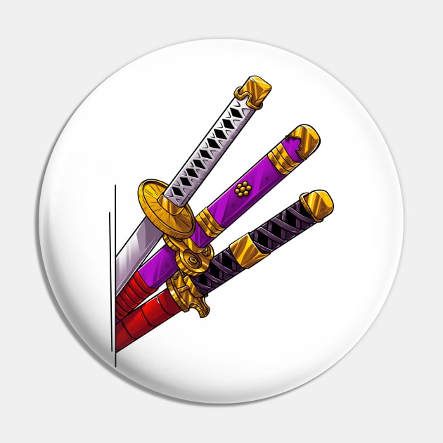 Three Katana style Pin by Meca-artwork