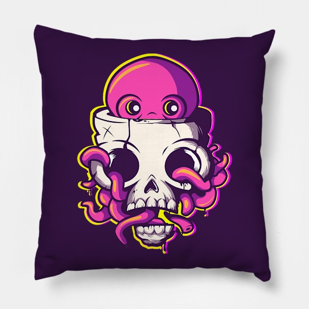 octopus and skull Pillow by haallArt