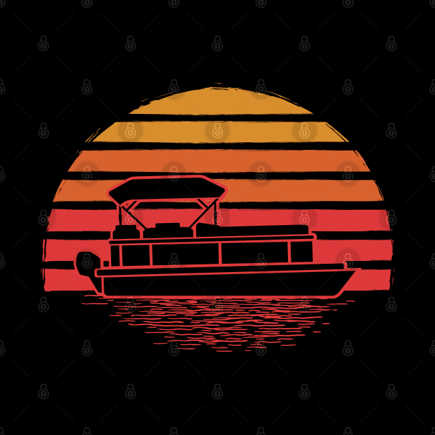 Retro Vintage Pontoon Boat Silhouette Gift For Pontoon Owner by HCMGift